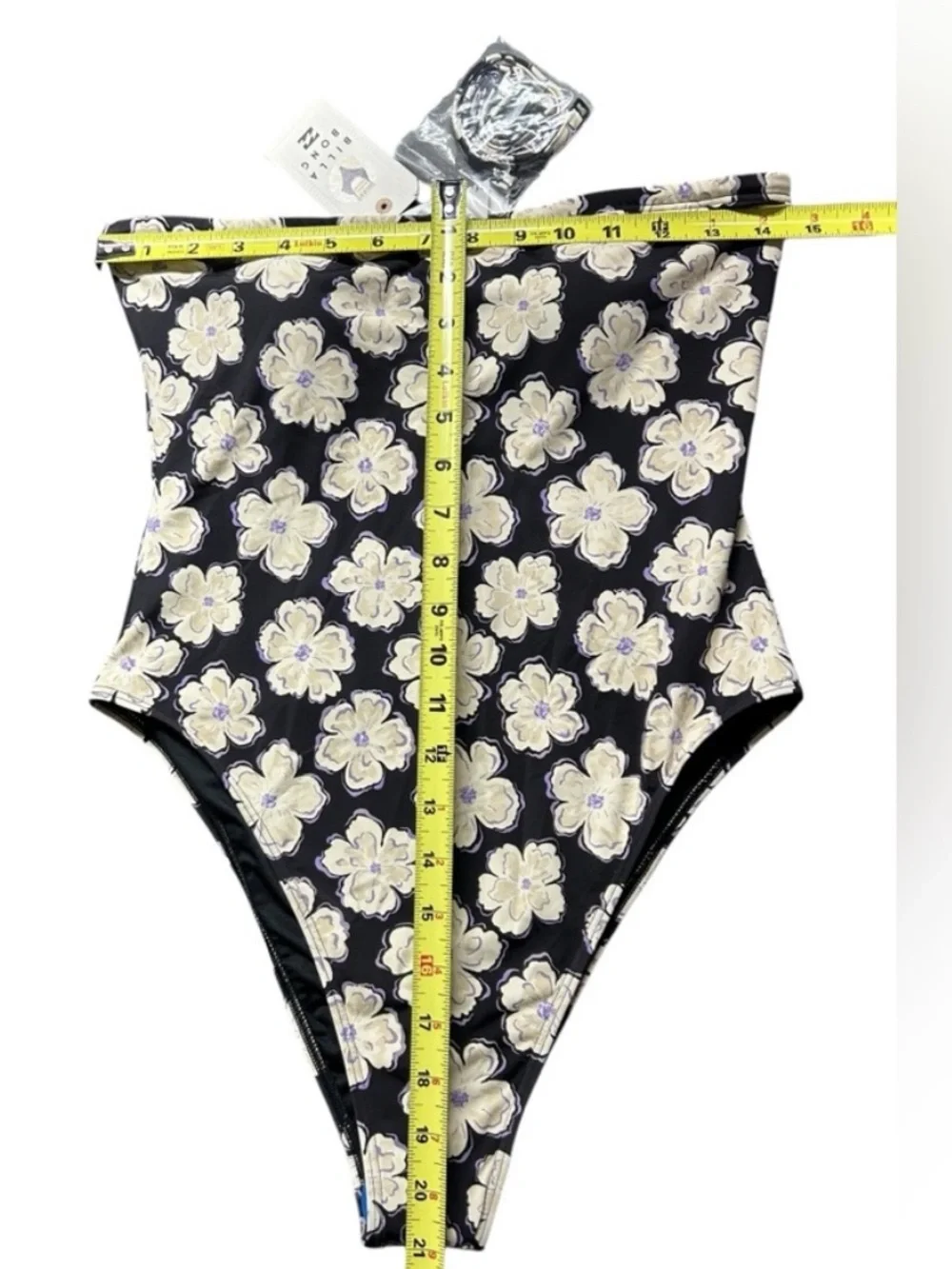 Billabong Kids Black Strapless One-Piece with White Floral Print